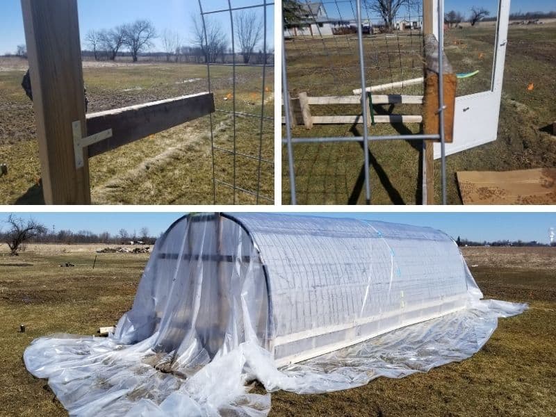 photo collage of building the greenhouse